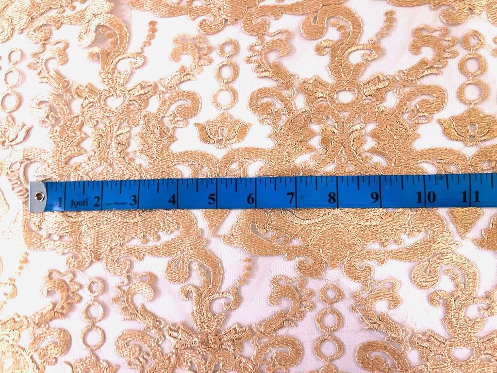 Beautiful Embroidery  LACE fabric BRIGHT GOLD  58" WIDE