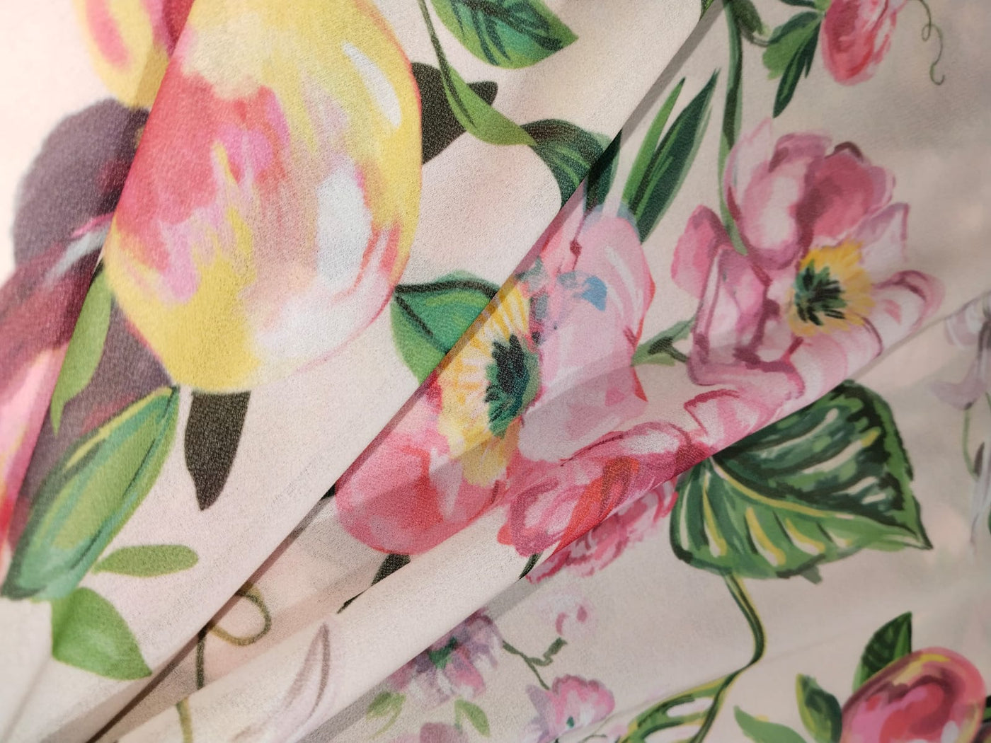 Imported Georgette digital print fabric pastel floral [15882]