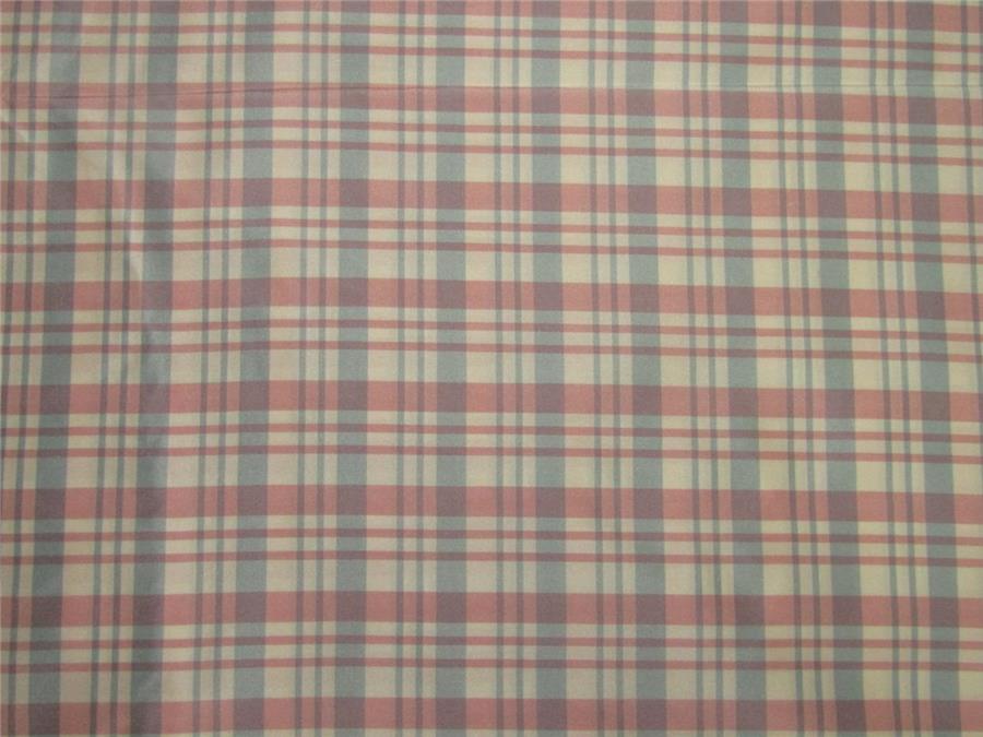 silk taffeta fabric Plaids pink / ivory / blue 54" wide TAF#C56[1]