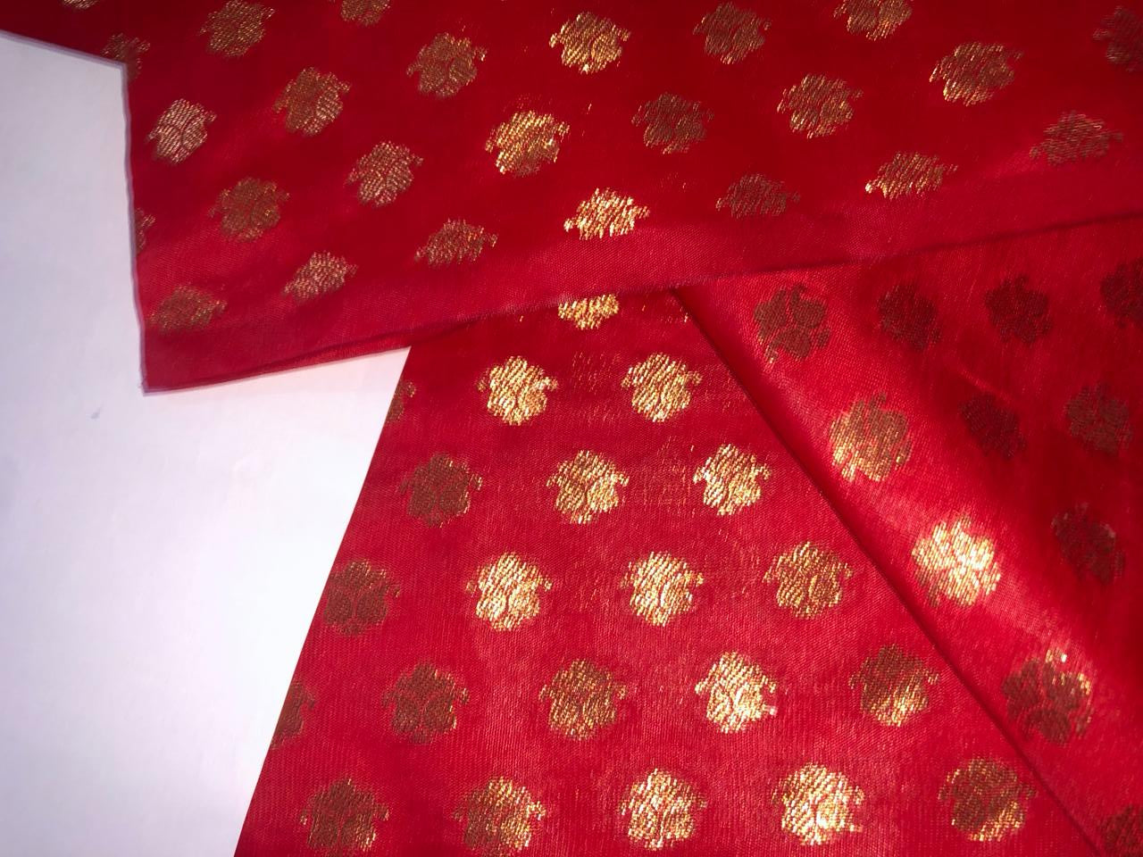 Silk Brocade fabric with Metallic gold motif Jacquard  44" wide BRO927 available in 5 colors and designs