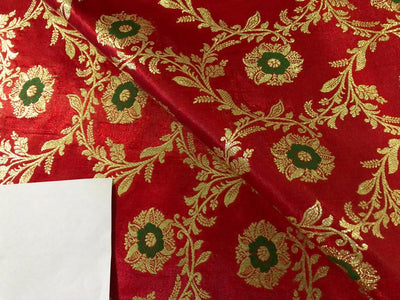 Silk Brocade fabric 44" wide Floral Jacquard available in 4 colors BRO916 red, navy, red wine, royal blue