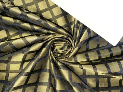 100% silk tafetta plaids gold and black color TAFC53[7] 54&quot; wide