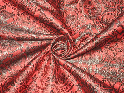 Silk Brocade Vestment Fabric Red & Black 44" wide BRO137[1]