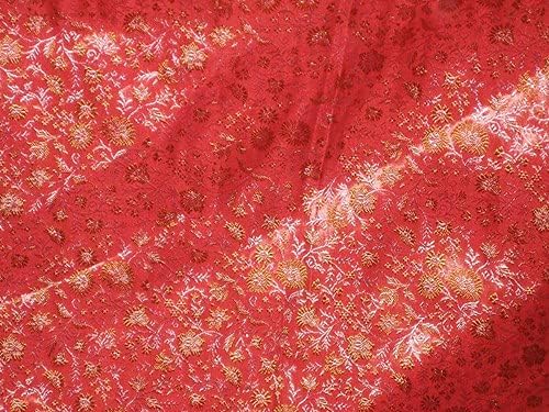 Silk Brocade FABRIC Red Floral design color 44" wide BRO31[3]