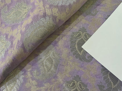 SILK ORGANZA JACQUARD FABRIC with METALLIC SILVER paisley  available in 2 colors [lavender and green] [4545/46]