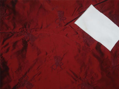 Silk Taffeta Fabric Wine Black Embroidery 54" Wide Taf#E18[3]