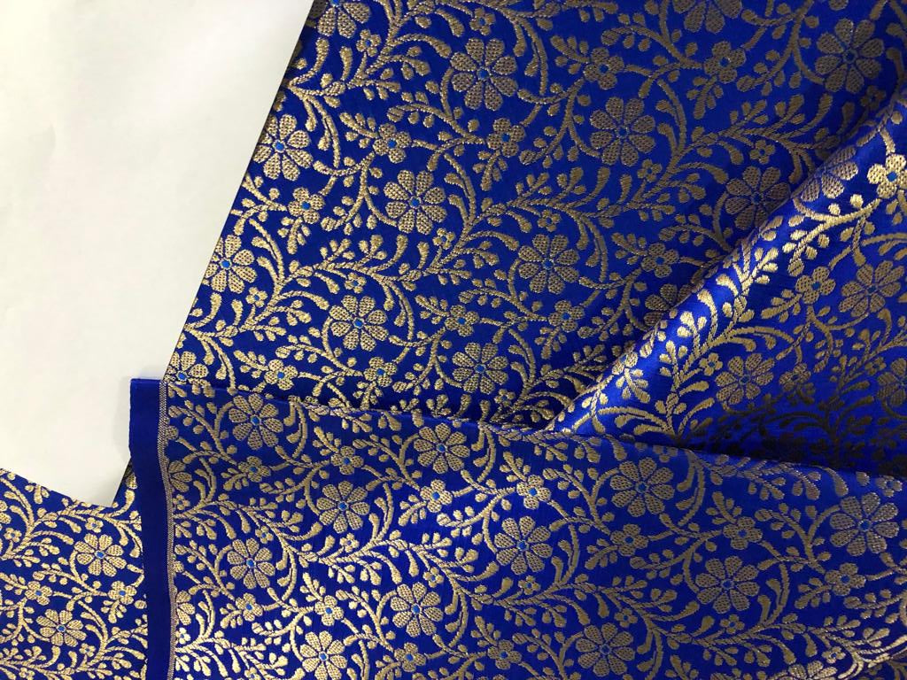 Silk Brocade fabric 44" wide Floral Jacquard available in 2 colors Bright green and Royal blue BRO916