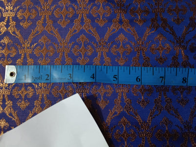 Silk Brocade Vestment Fabric Blue & Brown color 44" wide BRO174[2]