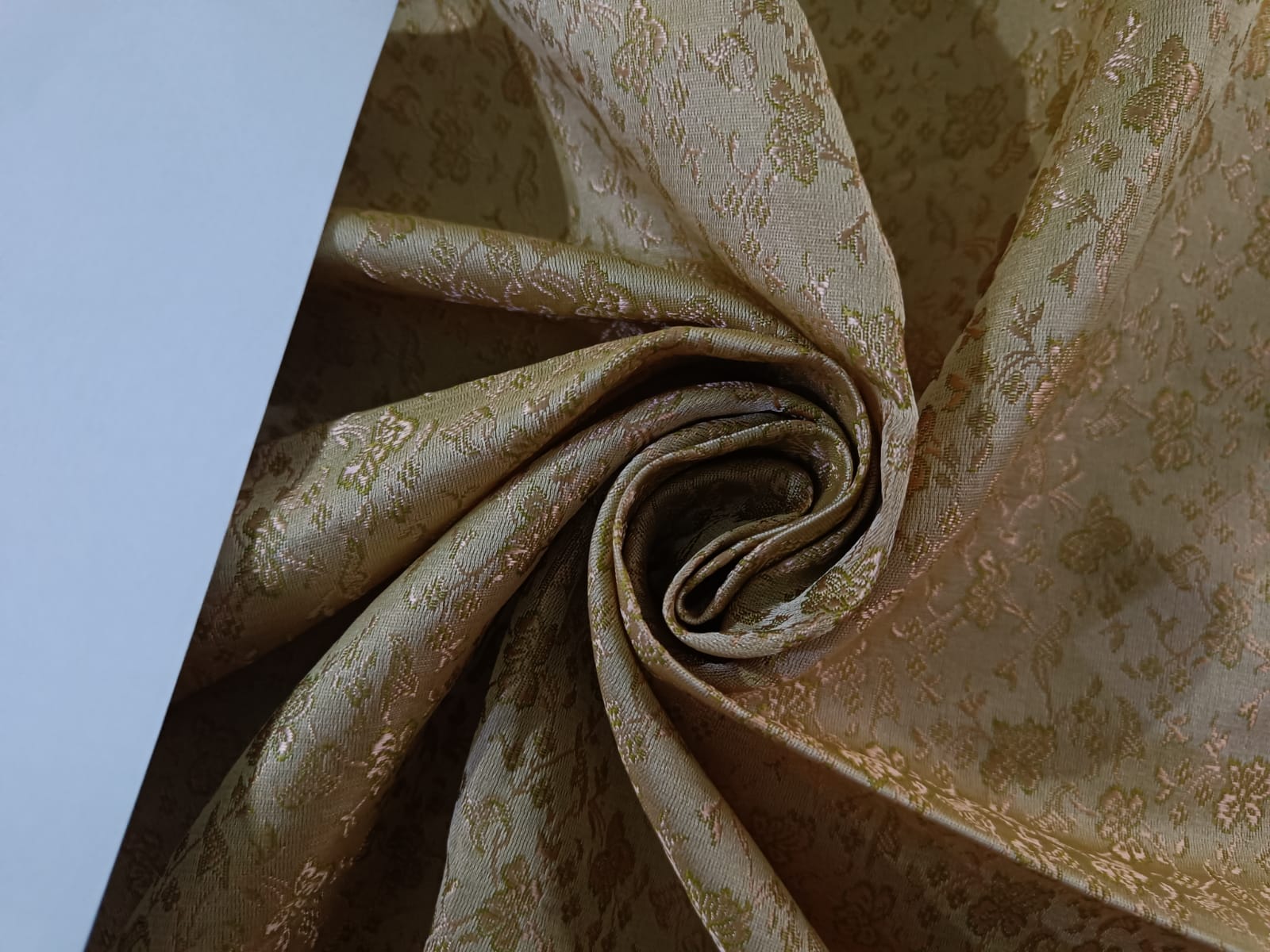 Olive Green/Gold Silk Brocade JV-1147 Fabric main image 0
