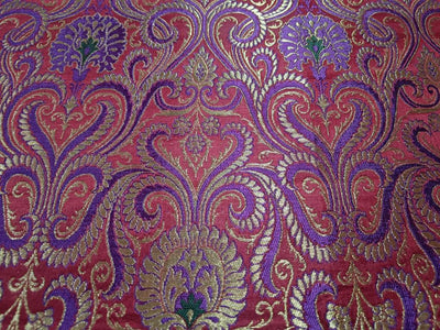 Pure Silk Brocade Fabric Metallic Gold,Green,Red & Purple color 36" WIDE BRO263[2]