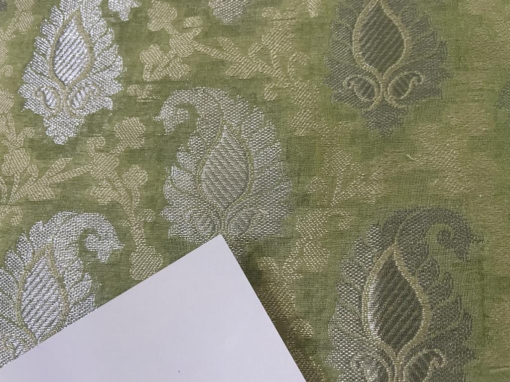 SILK ORGANZA JACQUARD FABRIC with METALLIC SILVER paisley  available in 2 colors [lavender and green] [4545/46]