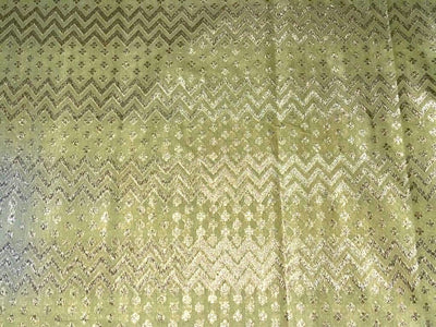 Chanderi Pure Silk fabric geometric PRINT dusty yellow Color 44" wide [13061] by the yard