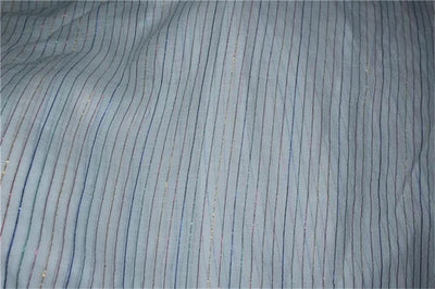 White cotton fabric with multi color stripe lurex weave 44'' wide [8981]