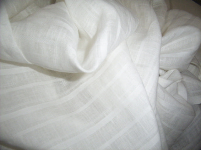 white linen fabric w/ herribone stripes 58" wide [546]