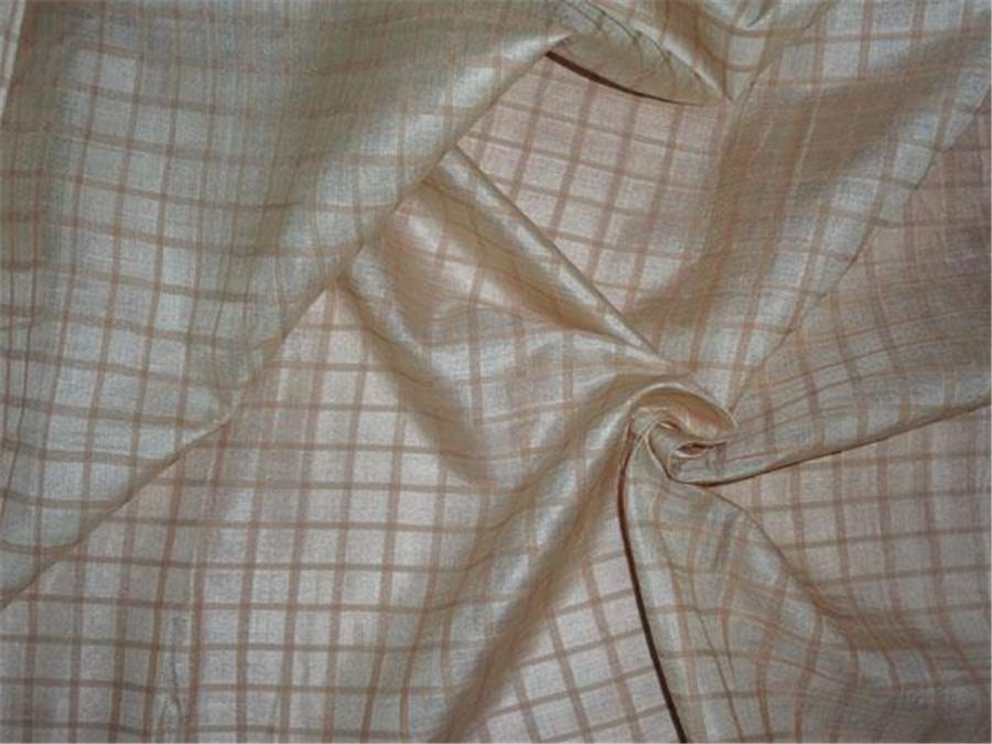 tussar silk fabric with natural x light brown plaids 44" wide B2#42[1]