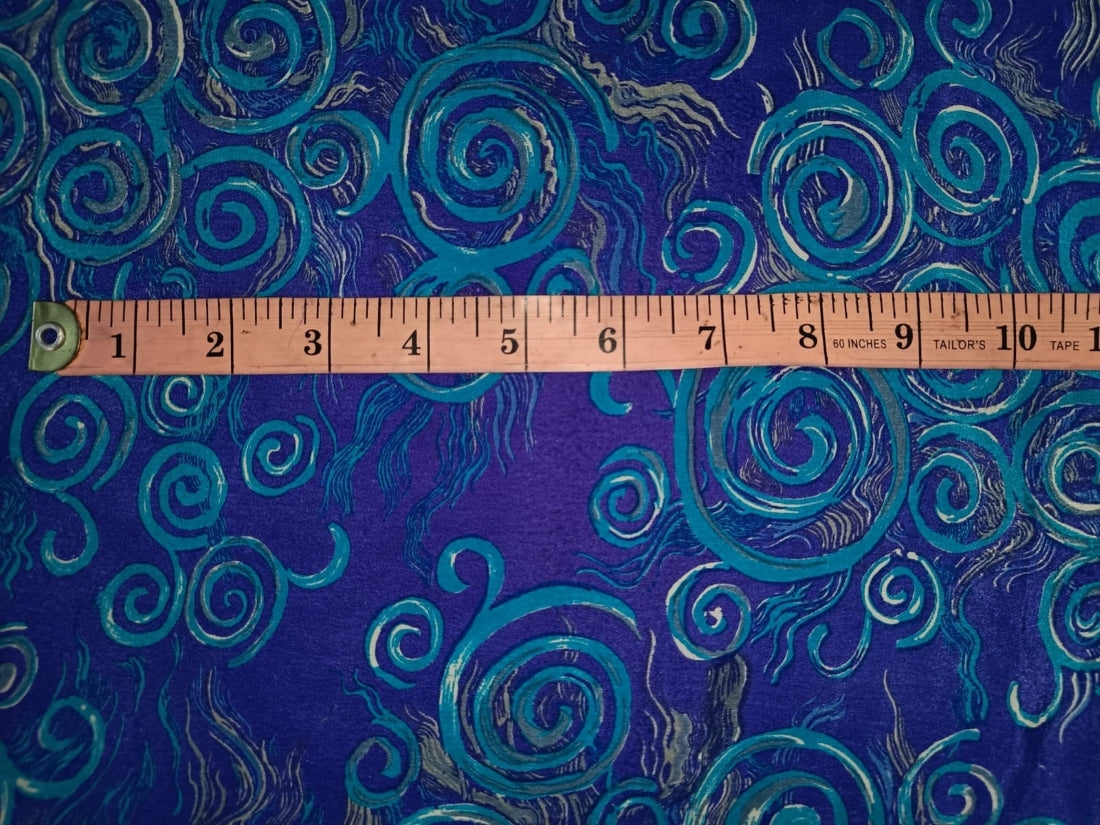 Pure silk CDC crepe printed fabric 16 mm weight [7999]