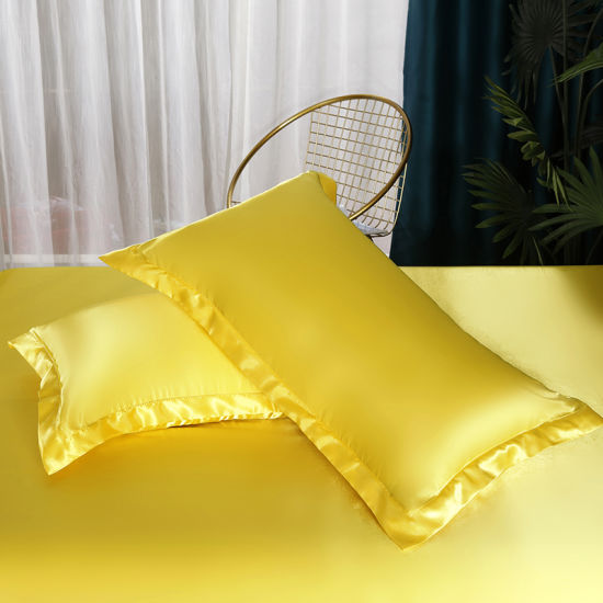 Bright Yellow viscose modal satin weave fabric ~ 44&quot; wide.(85)[10276]