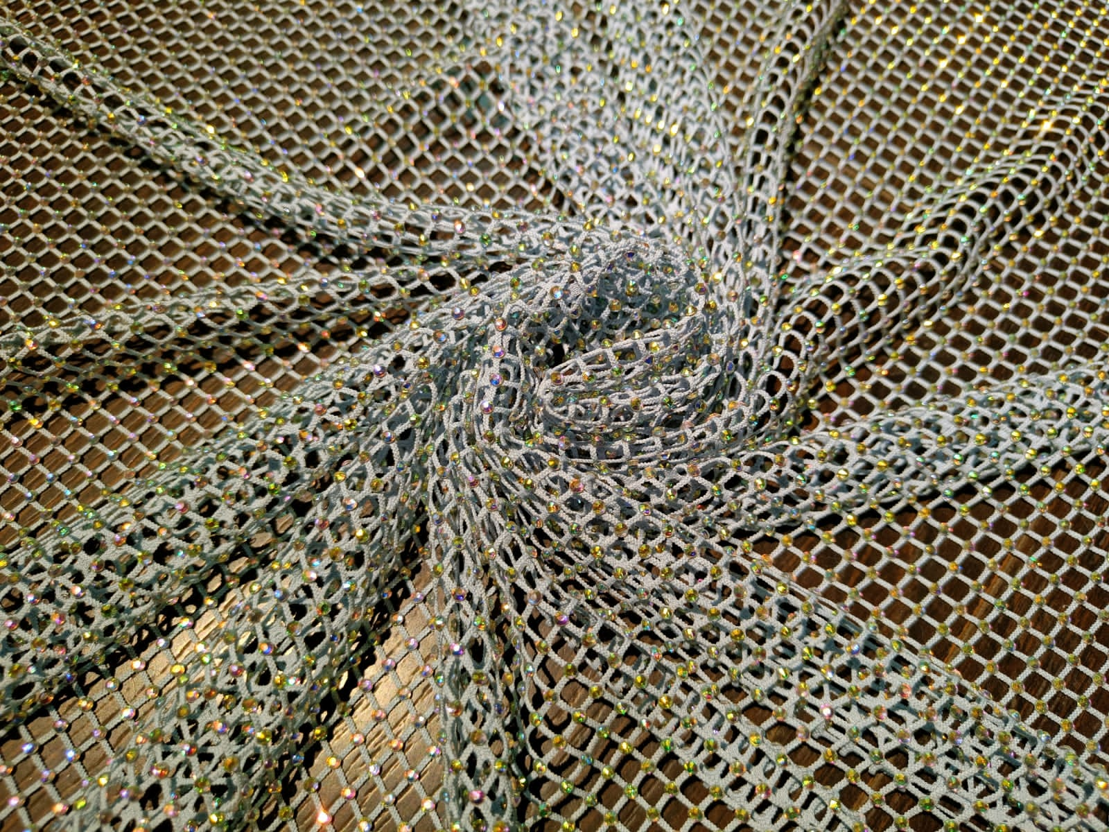 Crystal Fishing Net Mesh Fabric Diamante Hollow Out for Dress Top Bag By  Meyer