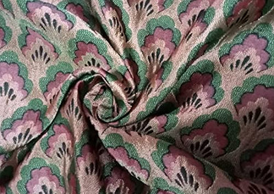 Silk Brocade Fabric Green and Glitter Copper color 44" wide BRO761[4]