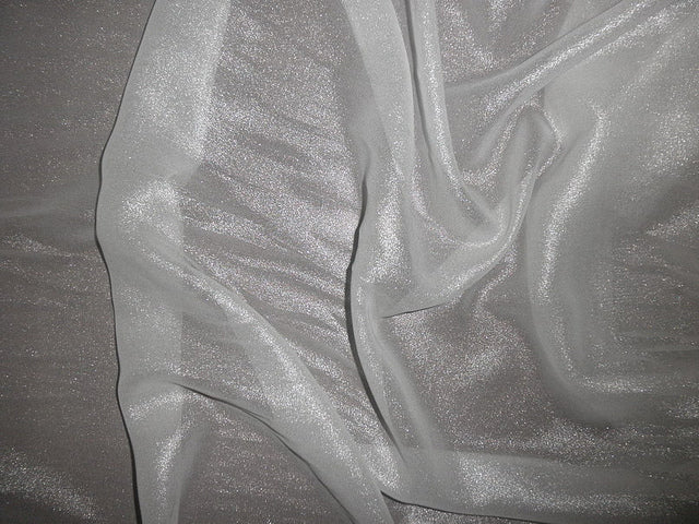 Silk georgette fabric silver glitter look 44" wide [1816]