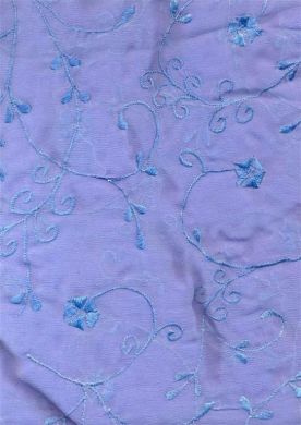 silk chiffon embroidery-blue embroidery 44" wide [440]
