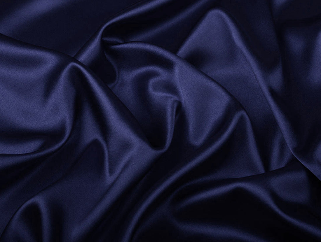 Denim Blue viscose modal satin weave fabric ~ 44&quot; wide.(61)[2027]