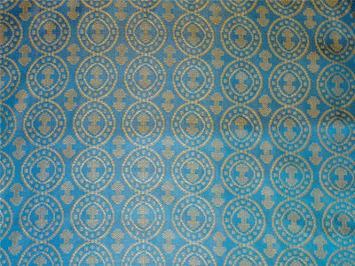 100% PURE SILK BROCADE VESTMENT BLUE X LIME GREEN COLOR 44" wide BRO478[4]