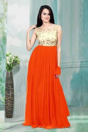 Silk Georgette fabric bright orange 80gm 54" wide [8193]