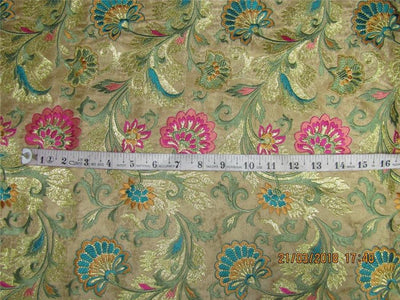Silk Brocade fabric gold color with embroidery 44" wide BRO574[1]