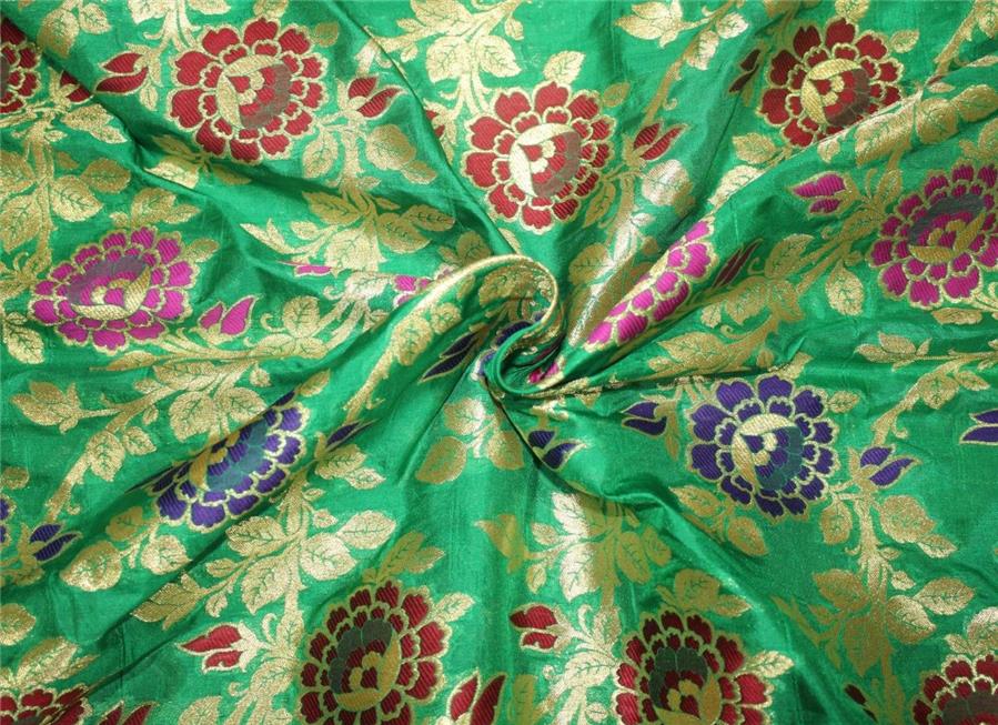 100% silk Brocade fabric red/purple/green x metallic gold color 44" wide BRO656[2]