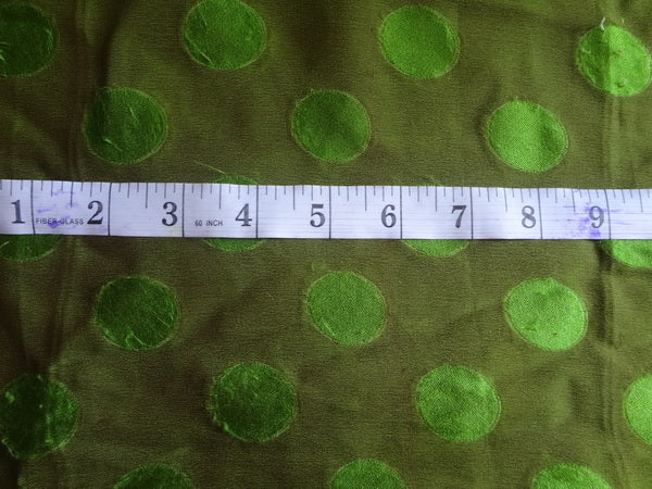 SILK Printed chiffon fabric green dots [7016]