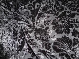 Black Devore Polyester Viscose Burnout Velvet fabric ~ 44&quot; wide [3862]