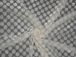 Ivory/Cream Devore Polyester Viscose Burnout Velvet fabric ~ 44&quot; wide[3865]