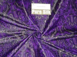 Pure SILK BROCADE vestment FABRIC Purple color