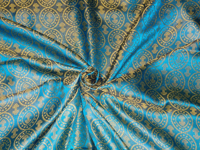 100% PURE SILK BROCADE VESTMENT BLUE X LIME GREEN COLOR 44" wide BRO478[4]