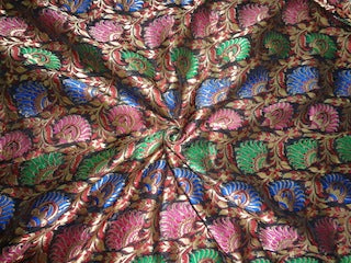 Pure Heavy Silk Brocade Fabric Black,Red,Blue,Pink,Green &amp; Metallic Gold color