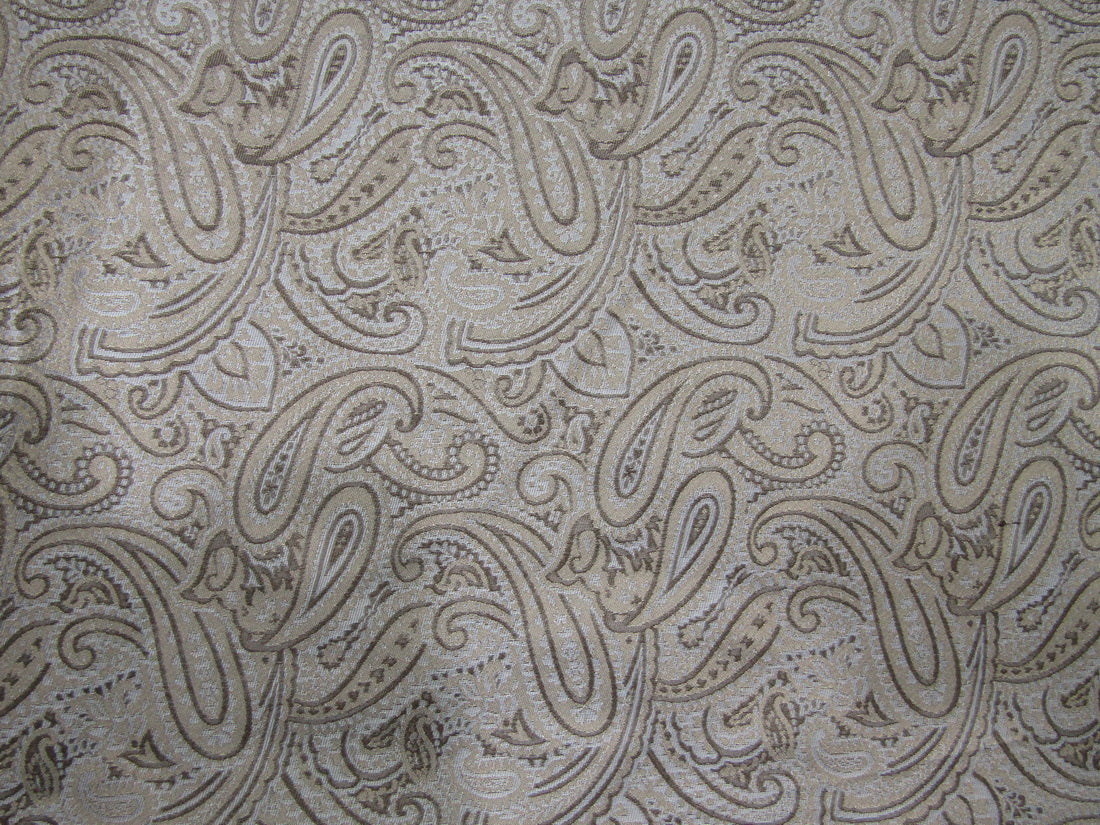100% silk Brocade Jacquard Fabric paisleys silver grey and brown 44" WIDE BRO692[5]