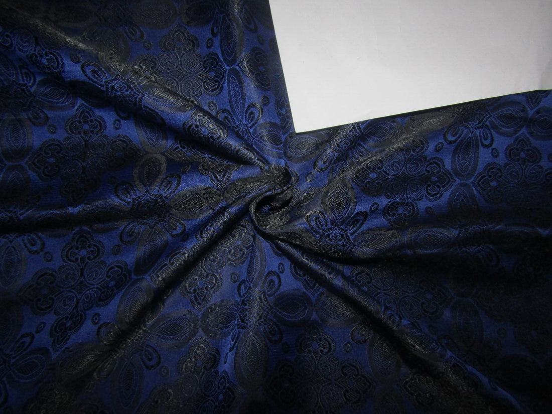 Silk Brocade Vestment Fabric Dark Navy Blue & Black color 44" wide BRO235[5]