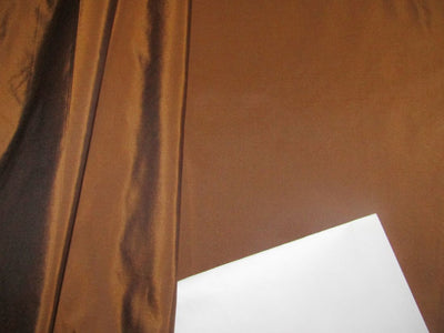 100% Pure SILK TAFFETA  Iridescent mustard brown x Black color Fabric 54" wide TAF#96[3]