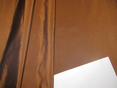 100% Pure SILK TAFFETA  Iridescent mustard brown x Black color Fabric 54" wide TAF#96[3]