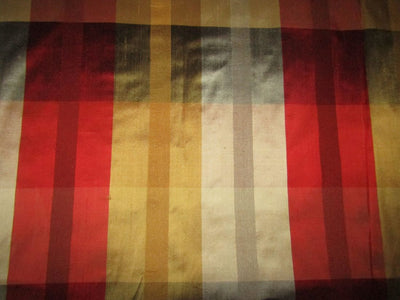100% Pure Silk Dupioni multi color shades of reds, rusty reds, golds &more Fabric Plaids 54" wide DUPC111[1]