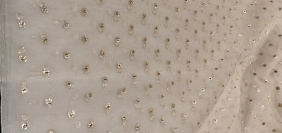 Silk organza fabric with gold jacquard motifs 30-40 gm Semi Sheer 44" wide