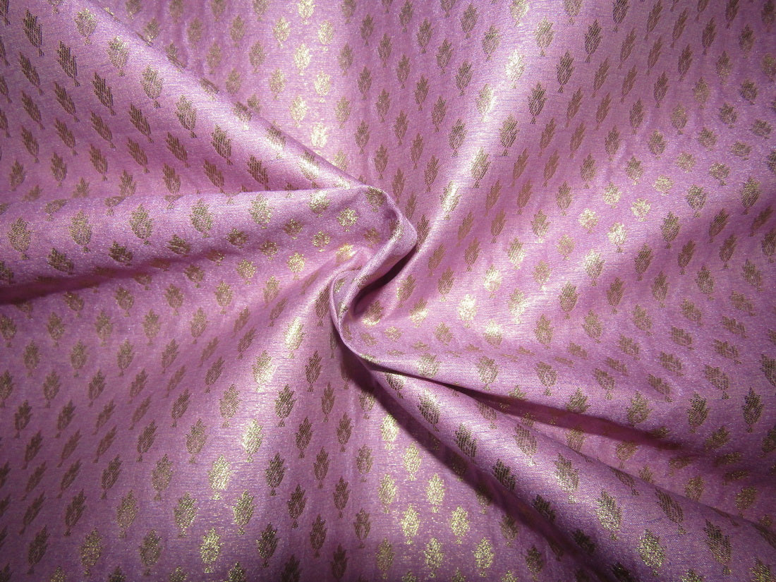 Silk Brocade Fabric Pinkish Purple And Metallic Gold Color 44 Wide Br The Fabric Factory