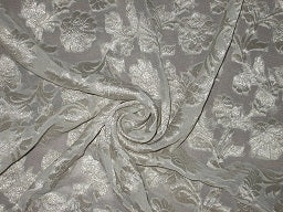 Ivory Silk Georgette Fabric with Subtle Metallic jacquard WIDE[3375]
