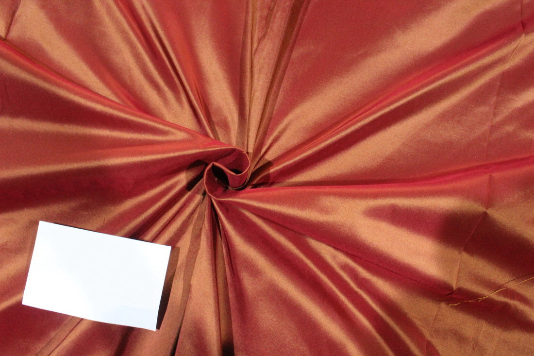 Silk taffeta fabric iridescent PEACH X GOLD [sandalwood] 54" 40MM TAF301