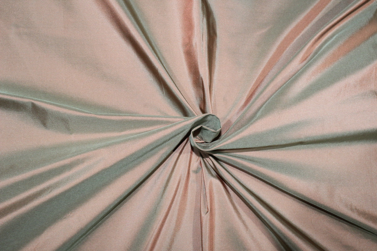 Silk taffeta fabric iridescent salmon x green 54" 30MM TAF298[4]