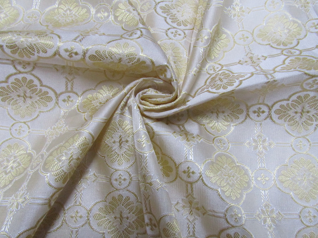 Silk Brocade Vestment Fabric Butter Cream & Light Gold color 44" wide BRO346[1]