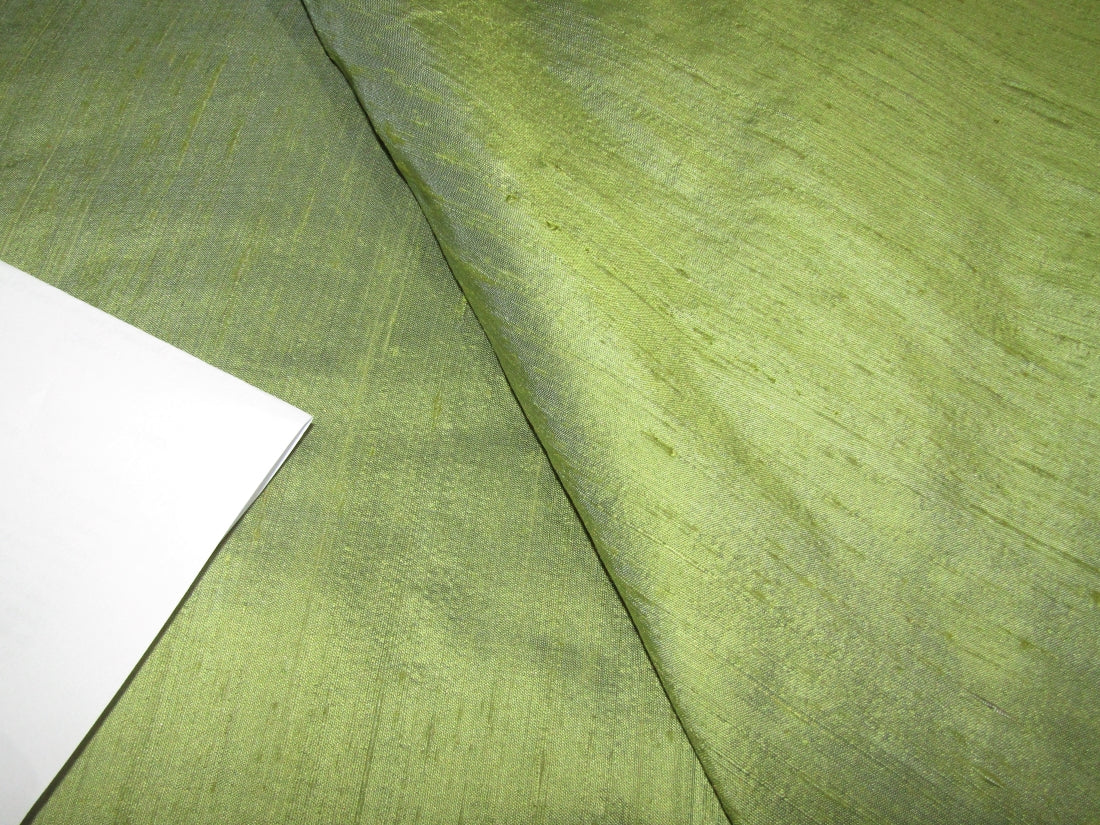 100% pure silk dupioni fabric iridescent OLIVE X MINT color 54" wide with slubs MM93[3]