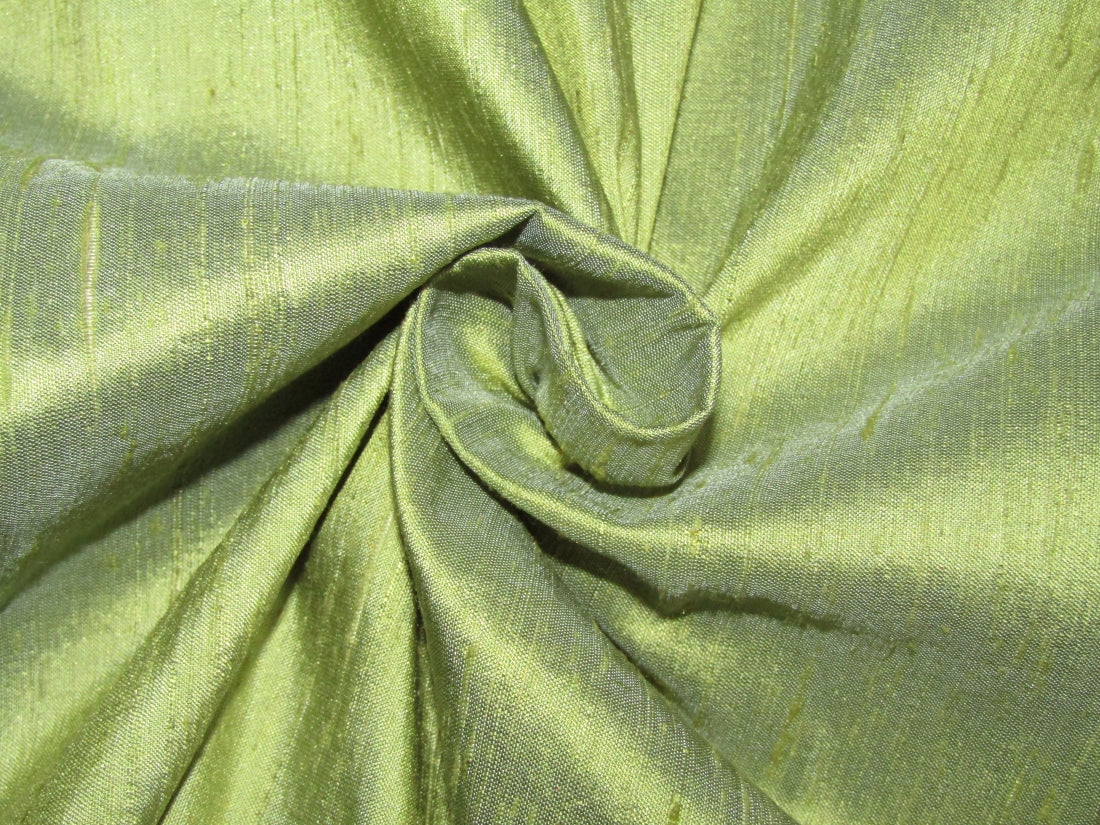 100% pure silk dupioni fabric iridescent OLIVE X MINT color 54" wide with slubs MM93[3]