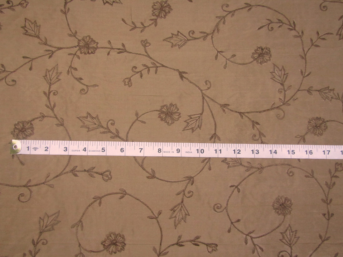 Rich brown color silk embroidered dupioni 54" wide by the yard DUPE17[1]